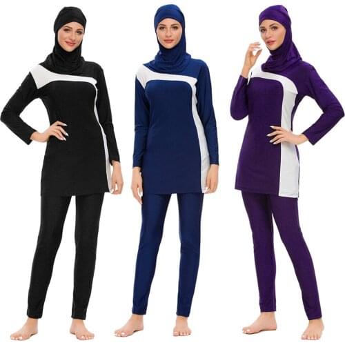 2020Long Sleeve muslim swimsuit plus size swimwear women muslim swimwear Nylon Burkini Swimming maillot de bain femme musulmane