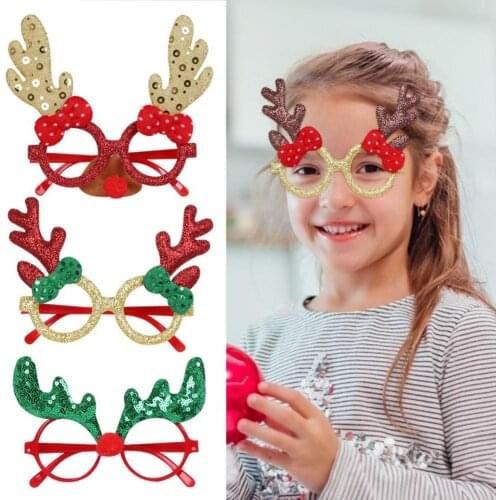 2021 Creative Xmas Glasses Festive Skin-friendly Comfortable to Wear Plastic Antlers Decoration Christmas Eyeglasses for Party