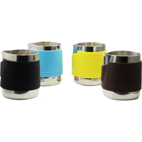 350ml Milk Steaming Frothing Pitcher Stainless Steel Silicone Case Non-Stick Milk Jug Pull Flower Cup for Coffee Latte Art