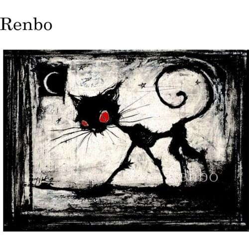 3D picture of rhinestones mosaic Cartoon Red Eyes black cat embroidery paint with diamonds painting crystal beads cross stitch