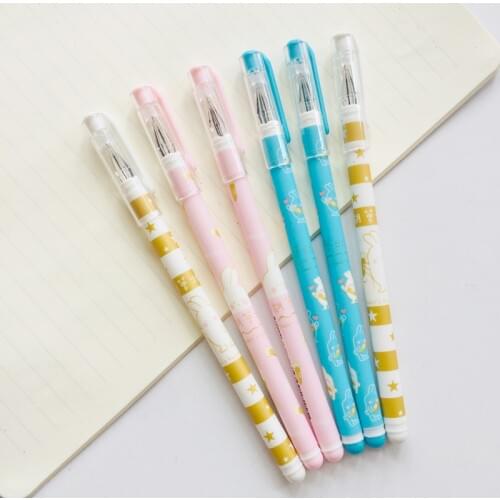 3X Kawaii Rabbit Love Carrot Gel Pen Rollerball Pen School Stationery 0.5mm Black Ink