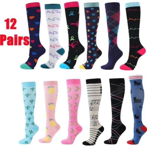 6/12 Pairs Compression Stocking Men Women Anti Fatigue Pain Relief Sports Socks Running Cycling Edema Diabetes Varicose Veins