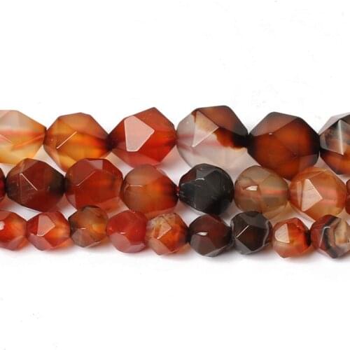 6/8/10mm Natural Faceted Multicolor Red Strip Stone Beads Round Loose Beads for Jewellery Making Bracelet Necklace15 inch