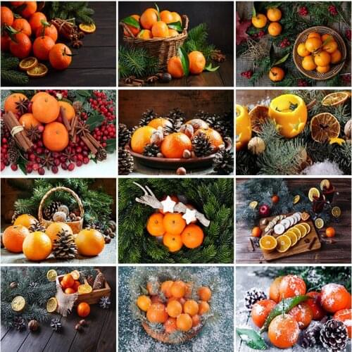 DIY 5D Diamond Painting Full Round Resin Mosaic House Decoration Embroidery Cross Stitch Kit Wall Art Handcraft Fruit Orange
