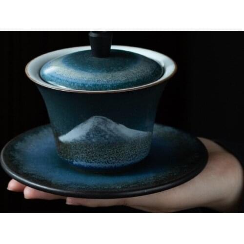 Cover Bowl Ceramic Three-Force Cover Bowl Household Tea Cup Tea Bowl Kung Fu Tea Set Tea Making Device Gaiwan Chinese Tea Set