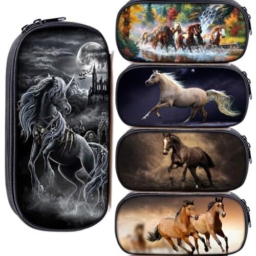 Animal Horse Pencil Case Boys Pen Bag Students School Supplies bag Kids Stationery Pencil Case girls Storage Pouch