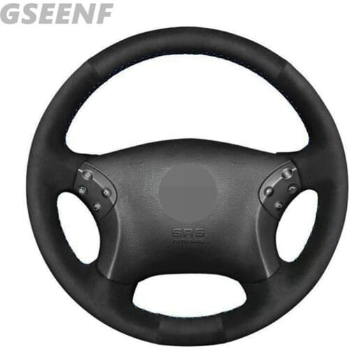 Car Steering Wheel Cover For Mercedes-Benz W203 C-Class 2007 - 2001 Black Hand-stitched Suede DIY Steering Wheel Cover