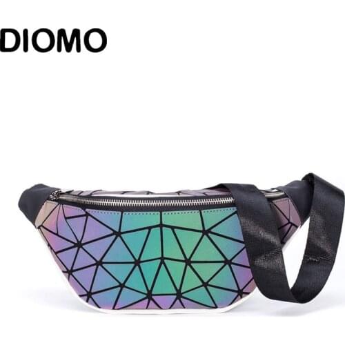 DIOMO New Style Fanny Packs Waist Pack for Ladies Luminous Holographic Night Reflective Bum Bag