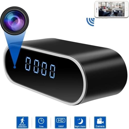 HD WiFi Camera 1080P IP P2P Desktop Clock Camera WIFI Control Infrared Night Vision Alarm Digital Clock Mini Camera Mini DV DVR