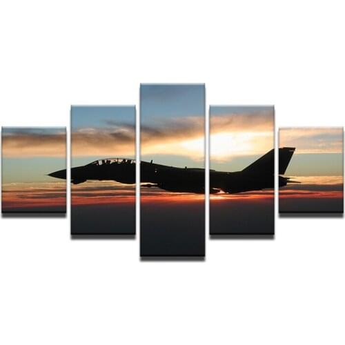 Wall Art Canvas Painting 5 piece Golden Sunset HD Print Wall Canvas Art Airplane Posters For Room Home Decoration Drop Shipping