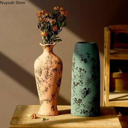 Retro Ceramic Vase Dried Flowers Flower Arrangement Accessories Accessories Modern Crafts Ornaments Home Decoration Vases