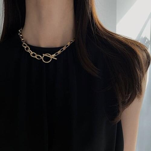 Exaggerated Thick Chain Geometric Necklace Long Cube Fine Jewelry Girls Party Birthday Got Engaged Gift