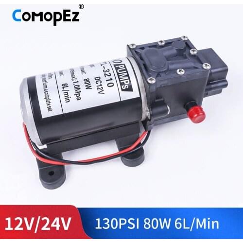 DC 12V 80W 130PSI 6L / Min Water High Pressure Diaphragm Pump Self-Priming Reflux Pump Automatic Switch For Garden Wagon Camper