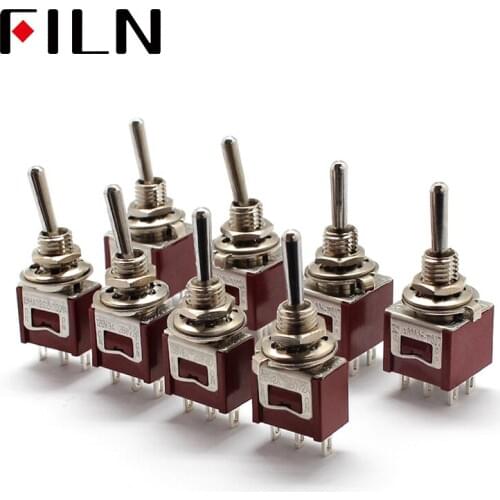 ON-ON ON-OFF-ON DTS-3202 DTS-3203 DTS-6202 DTS-6203 2A 250V Brown color mini M6 Toggle Switch