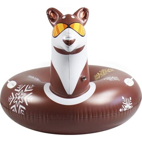 Husky Shaped Snow Sledding Tube Inflatable Sled with Handles for Kids Adult