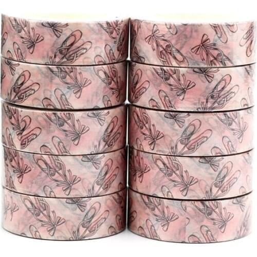 NEW 10pcs/Lot Decorative Pink Bow-knot Ballet Shoes Washi Tapes Japanese Masking Tape Cute Stationery Bullet Journal Supply