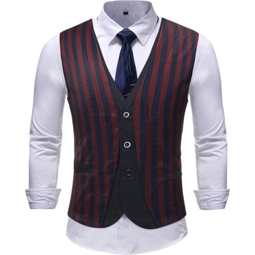 2021 new foreign trade mens fake two pieces of casual mens suit vest formal wear wedding vest