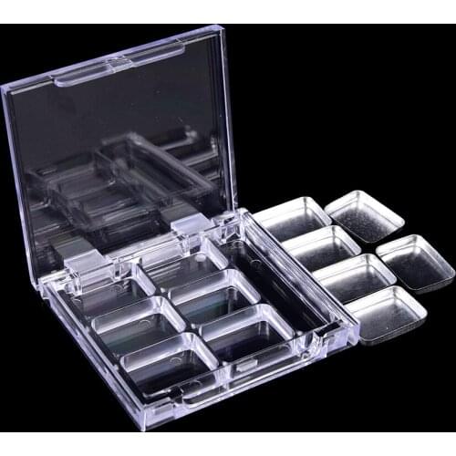 New DIY Empty 6 Square Grid Eyeshadow Lipstick Powder Box Case Cosmetic Packing+6PCS Palette