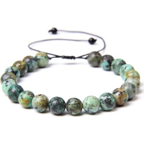 Braid Bracelet Natural Stone African Turquoises Beads Bracelet Fashion Fluorite Beaded Adjustable Bracelet Jewelry for Women Men
