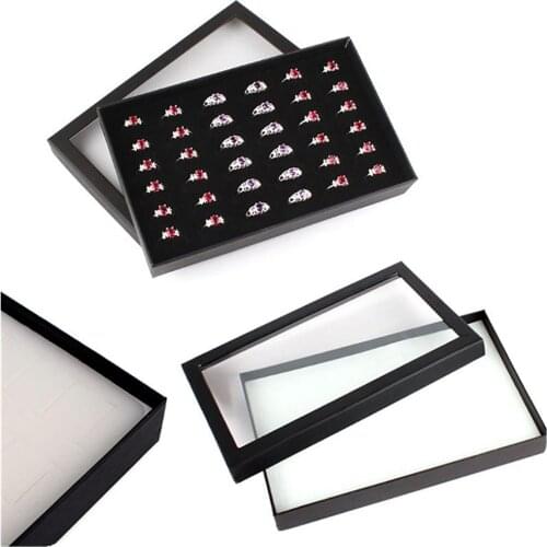 Transparent Window PVC 36 Slots Ring Box Tray Storage Case Earrings Jewelry Display Holder Organizer Practical Show Case