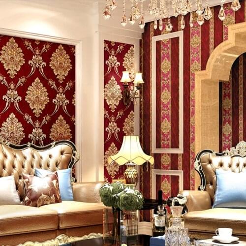 Q QIHANG Modern 3D European Flower Vertical Stripes Bar Hotel Cafe KTV Bedroom Living Room TV Background PVC Wallpaper 5.3m2