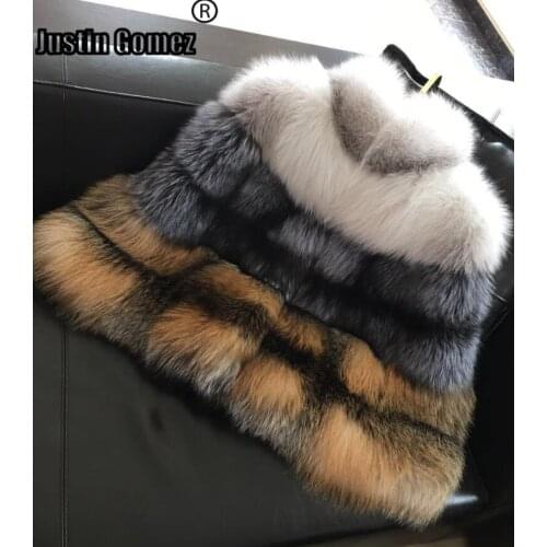 Fashion Tri Color Superb Natural Red Fox Fur Coats Plus Size Autumn Winter Luxury Styled New Lauching Real Fur Jackets