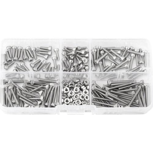 Stainless Steel SS304 Hex Socket Cap Head Screws and Nuts Assrotment Set 210pcs M2.5