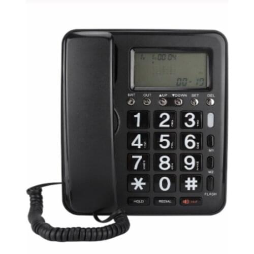 Caller ID telephone, home business office fixed landline hotel stereo black Wired English Telephone with Speaker Voice Recorder
