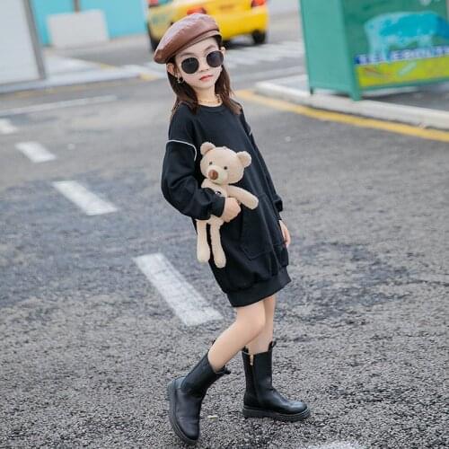 Girls' Sweatshirts Babys Kids 2021 With Bear Spring Autumn Top Toddler Pullover Beach Overcoat Outdoor Cotton Childrens Clothi