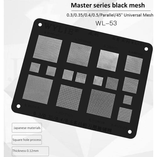 0.3/0.35/0.4/0.5/Parallel/ Hole Universal Multi Function Planting Tin Mesh BGA Reballing Black Stencil Heating Template