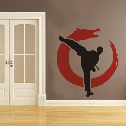 Personalized Boy Name DIY Vinyl Wall Decal Quotes Nursery Boys Karate Taekwondo Wall Sticker for Kids Room WL614
