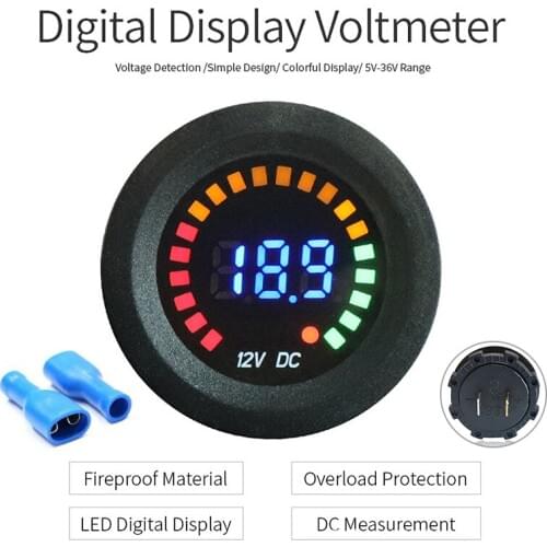 12V Waterproof Motorcycle Volt Meter Gauge LED Digital Display Voltmeter Voltage Volt Meter Gauge for Car Electrical Instrument