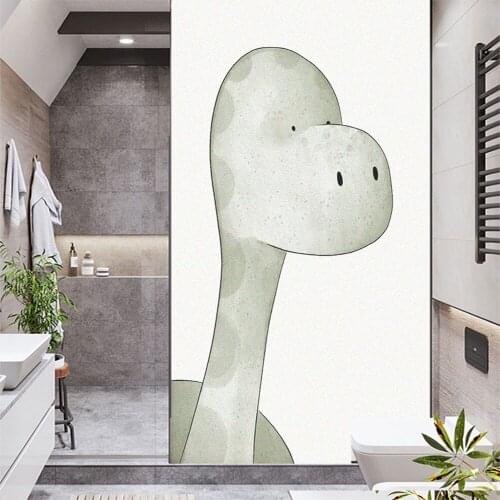 Window Film Privacy Animal-Dinosaur Frosted Glass Sticker UV Blocking Heat Control Window Coverings Window Tint for Homedecor