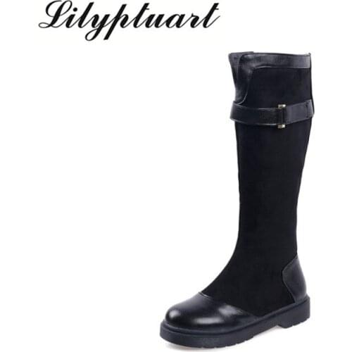 2019 autumn and winter new foreign trade round head high boots low with color matching high tube rider boots women