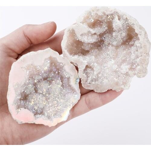 1pcs Natural agate quartz geode stone colorful plating crystals raw stones