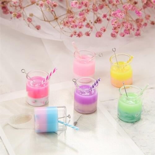 10pcs/lot Mixed Color Milk Tea Cup Resin Charms For Jewelry Making DIY Pendant Necklace Fashion Gift