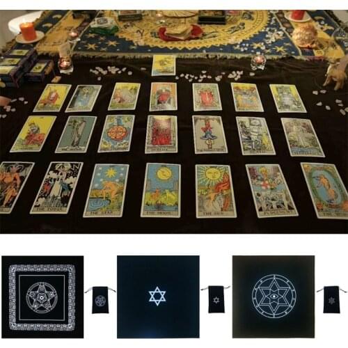 50×50cm Pentacle Hexagram Tarots Tablecloth and Storage Bag Runes Altar Cloth Drop Shipping