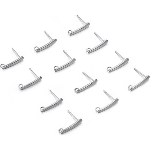 50pcs 304 Stainless Steel Ear Stud Components for Earring Making Women Fashion DIY Jewelry 15x3mm Hole: 2mm Pin: 0.7mm F70