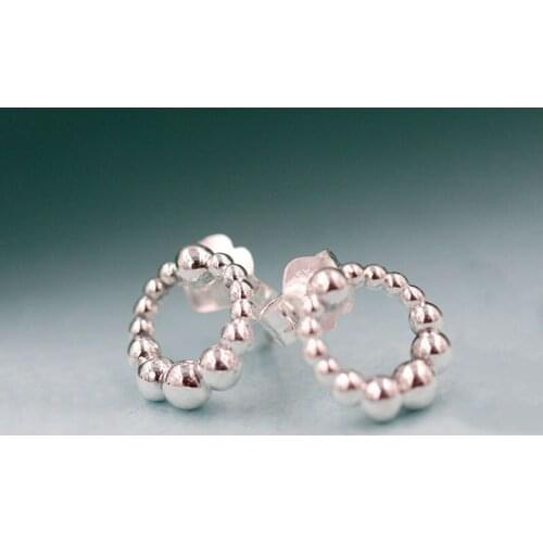 Authentic S925 Sterling Silver Pan Earring Pearl Circle New Wish Transfer Ear Stud For Women Wedding Gift Fashion Jewelry