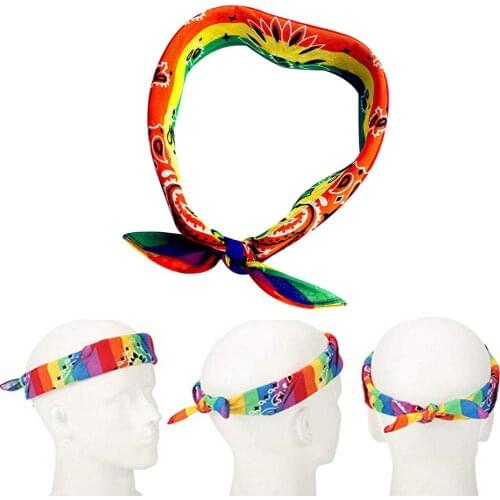 4pcs Rainbow Bandana Square Headband Hip-hop Gay Pride Bandana Headband for Women Men Holiday Festival Party Celebration