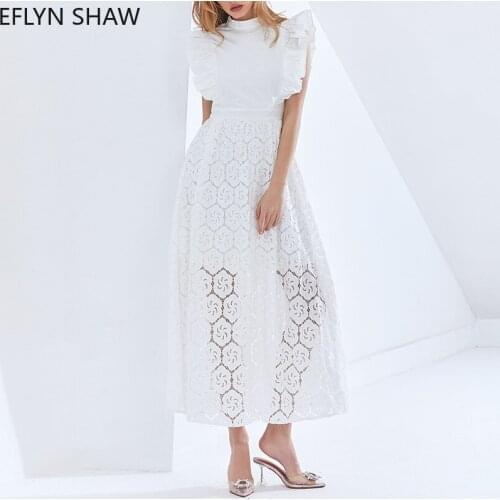 White Dress Women Elegant Summer Party Dress Sexy Crochet Hollow High Waist Slim Sleeveless Long Dress French Dress Plus Size