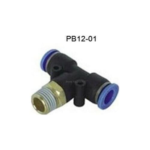 Free Shipping 2Pcs PB12-01 Pneumatic 1/8" Male Thread 12mm Push In Quick Fittings T Connectors
