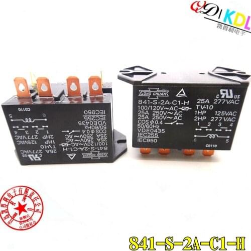 Free shipping lot (5 pieces/lot) SONGCHUAN 841-S-2A-C1-H-100/120VAC DIP-6 25A Power Relay original New