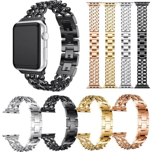 Chain Stainless Steel Strap For Apple Watch Band 4 42mm 44mm Metal Bracelet Smart Watch Strap for iWatch Series 1 2 3 38mm 42mm
