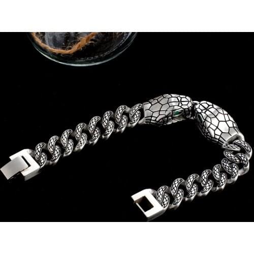 12.8mm Cuban Chain Snake Bracelet Ancient Egyptian Style Bracelet For Men and Women High Quality Stainless Steel