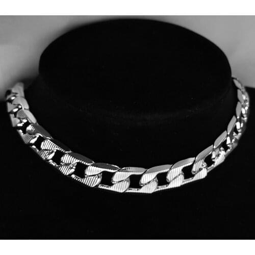 Stainless Steel Hiphip Wide Miami Curb Cuban Link Necklace Silver Color Cool Chokers Neck Chains for Men Women Hip Hop Jewelry