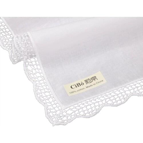 D005 : 120 pieces white premium cotton lace wedding handkerchiefs blank crochet hankies for women/ladies wedding gift