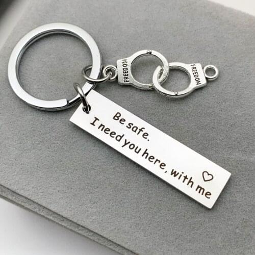 Handcuffs Keychain Be Safe I Need You Here With Me Keychain Keyring Accessories Couples Boyfriend Girlfriend Gifts