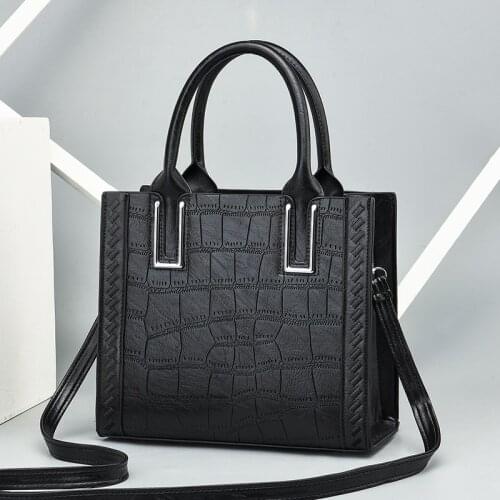 Retro Stone Pattern Designer Handbag For Women 2021 PU Leather Crossbody Bags Female Large Capacity Shoulder Crossbody Bag Purse