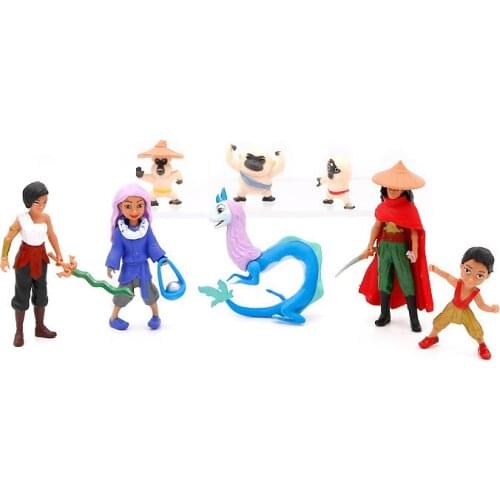 Disney Raya and The Last Dragon Action Figures Dolls Raya Collectible Model Dolls for Kids Children Birthdays Gift 8pcs/set